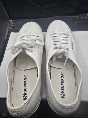 Superga White Canvas Lace-Up Sneakers